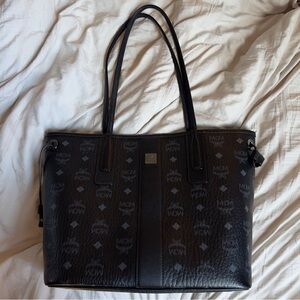 MCM Liz Visetos Black Monogram Tote